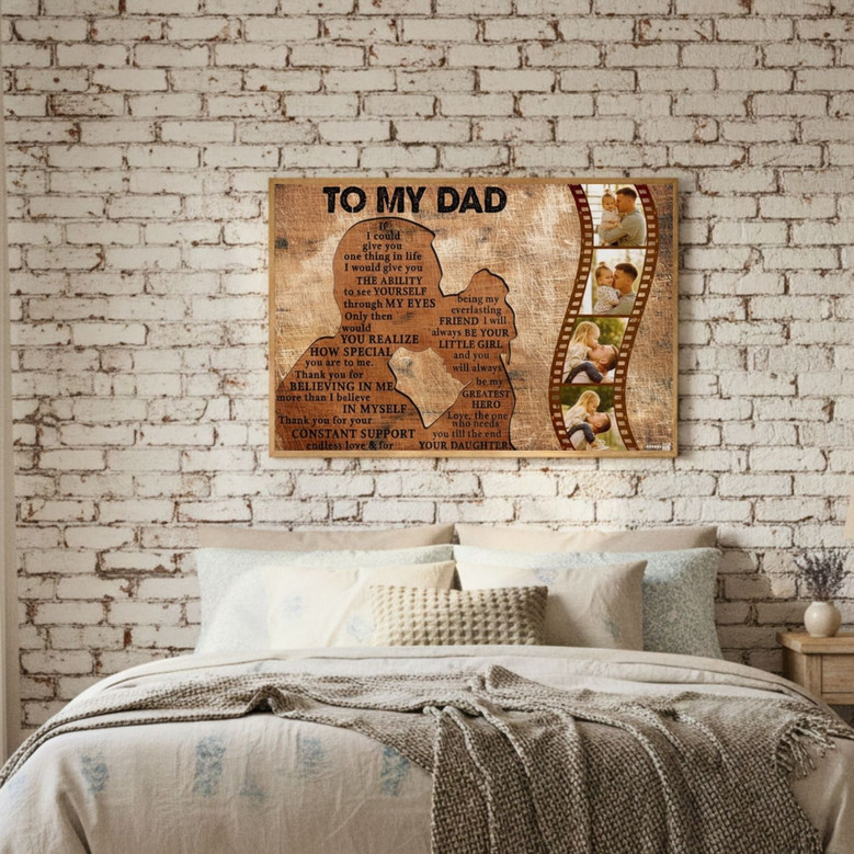 To My Dad Canvas - Gift For Dad from Daughter Custom Photo Canvas