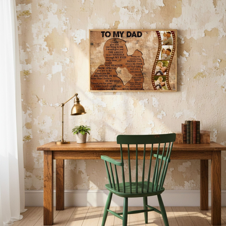 To My Dad Canvas - Gift For Dad from Daughter Custom Photo Canvas