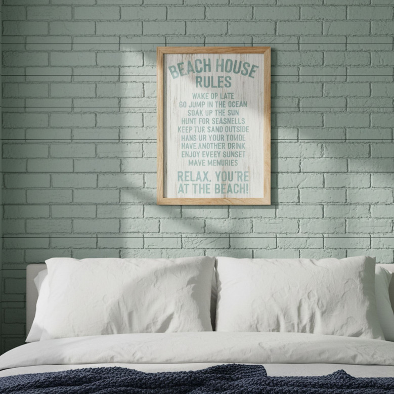 Vintage Family Rules Canvas – Coastal Farmhouse Beach House Decor