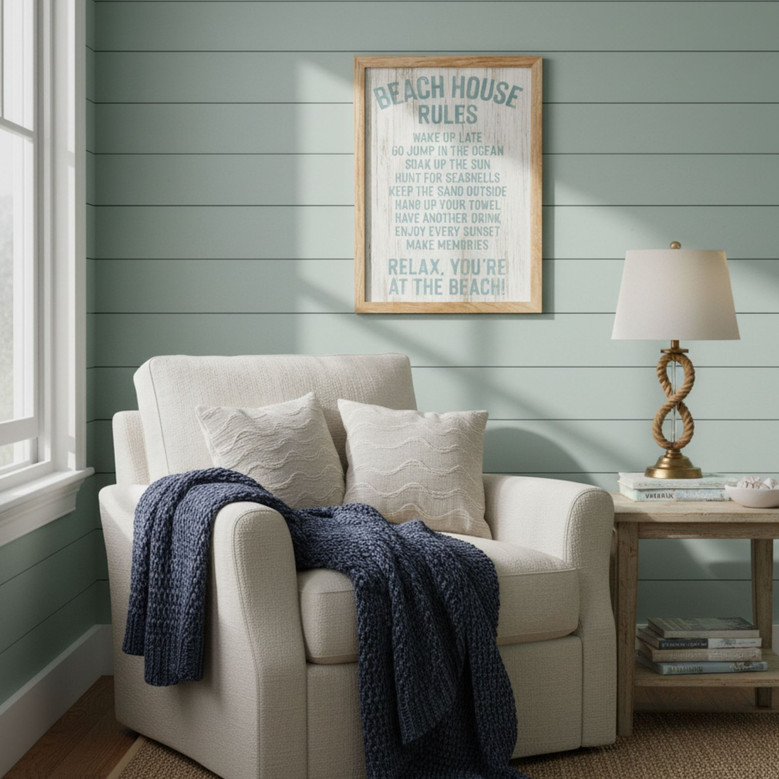 Vintage Family Rules Canvas – Coastal Farmhouse Beach House Decor