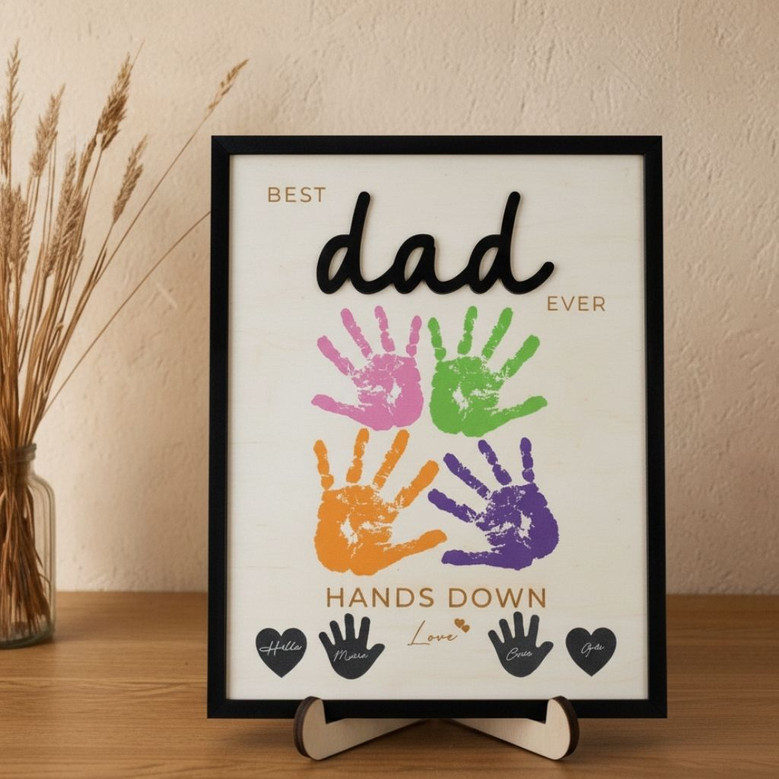 Personalized Best Mom Ever Handprint Wood Sign - Heartfelt Mother's Day Gift For Mommy