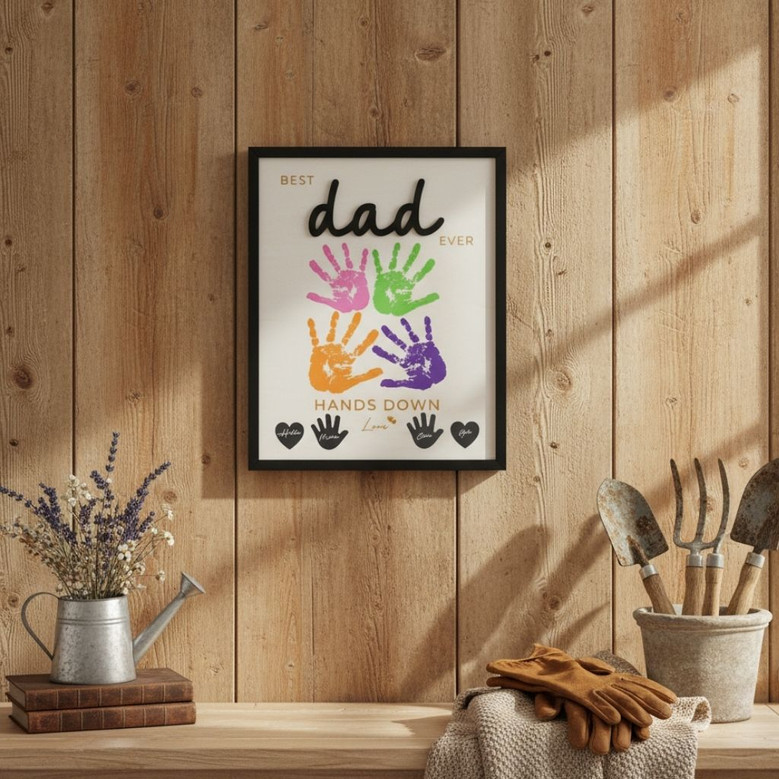 Personalized Best Mom Ever Handprint Wood Sign - Heartfelt Mother's Day Gift For Mommy