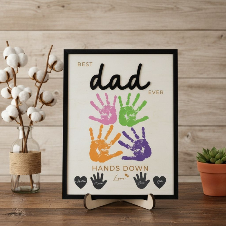 Personalized Best Mom Ever Handprint Wood Sign - Heartfelt Mother's Day Gift For Mommy