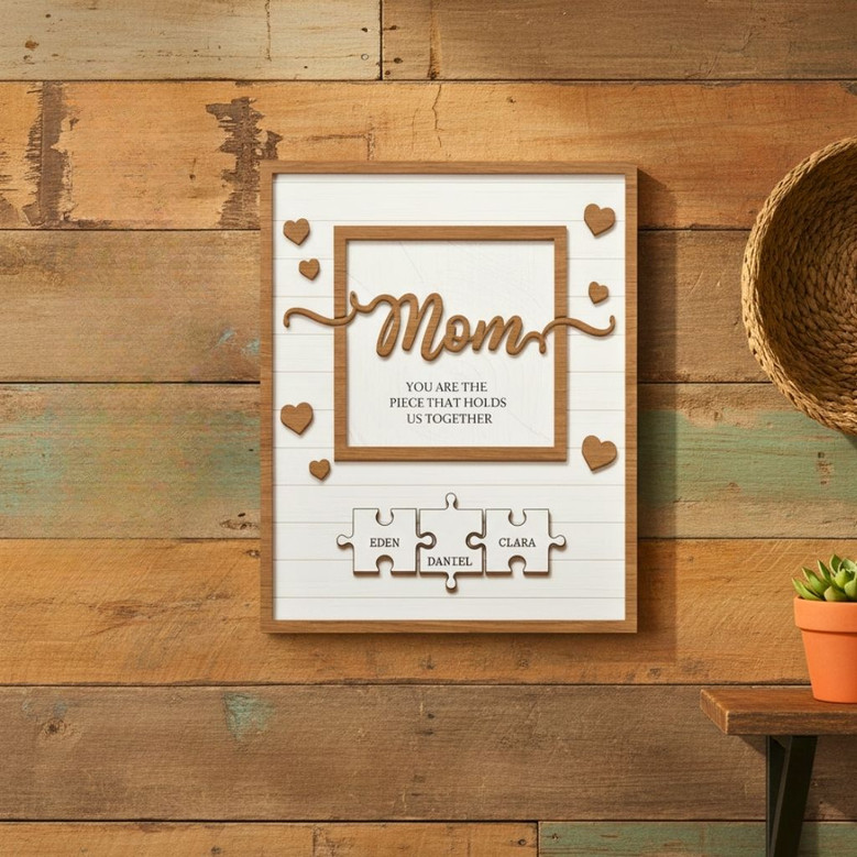 Custom Mother's Day Wood Sign - 'You Are The Piece That Holds Us Together' Personalized Gift For Mom Or Nana
