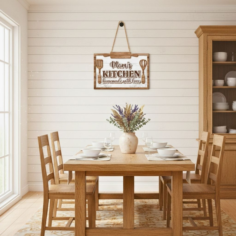 Custom Mom's Kitchen Wood Sign - Mother's Day Gift For Mom, Grandma In Rustic Style