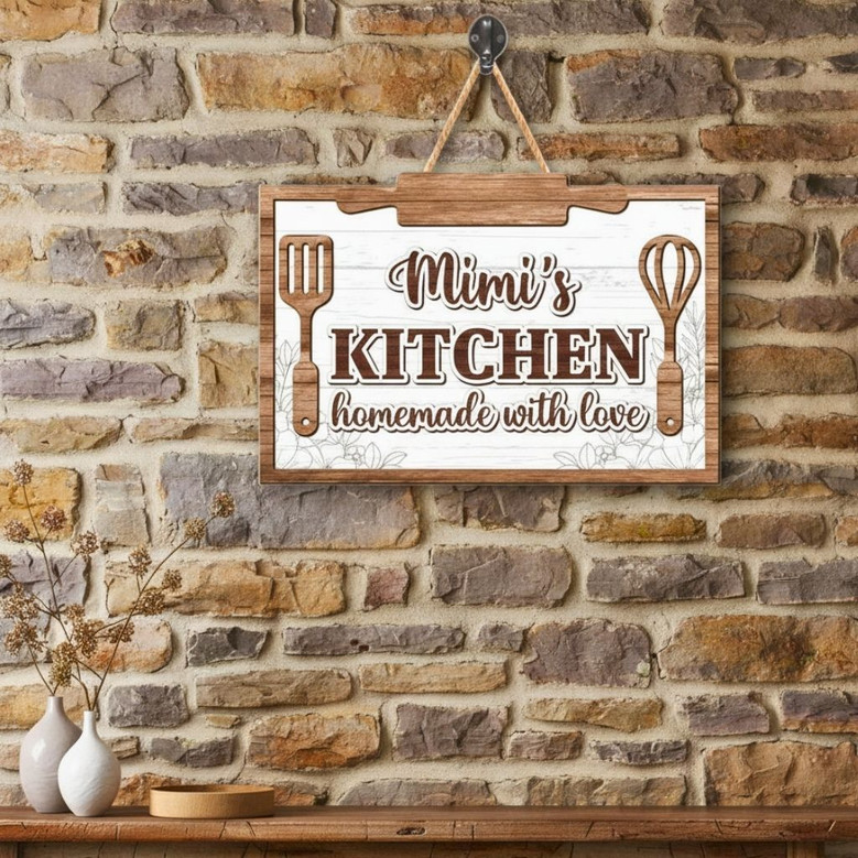 Custom Mom's Kitchen Wood Sign - Mother's Day Gift For Mom, Grandma In Rustic Style