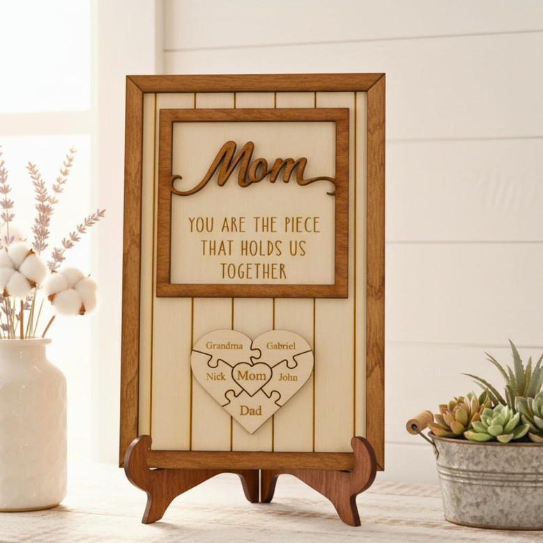 Customized Names Puzzle Wood Sign - Happy Mothers Day Signs - Special Gifts For Mom Customized Names Puzzle Wood Sign - Happy Mothers Day Signs - Special Gifts For Mom
