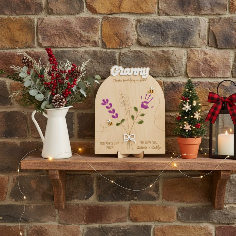 Heartfelt Mom Handprint Wood Sign For Mother's Day 2025 - Personalized Gift From Kids & Grandkids