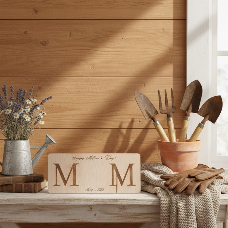 Personalized Mom Handprint Wood Sign - Baby's First Mother's Day Gift For New Moms, Heartfelt Footprint Art Decor