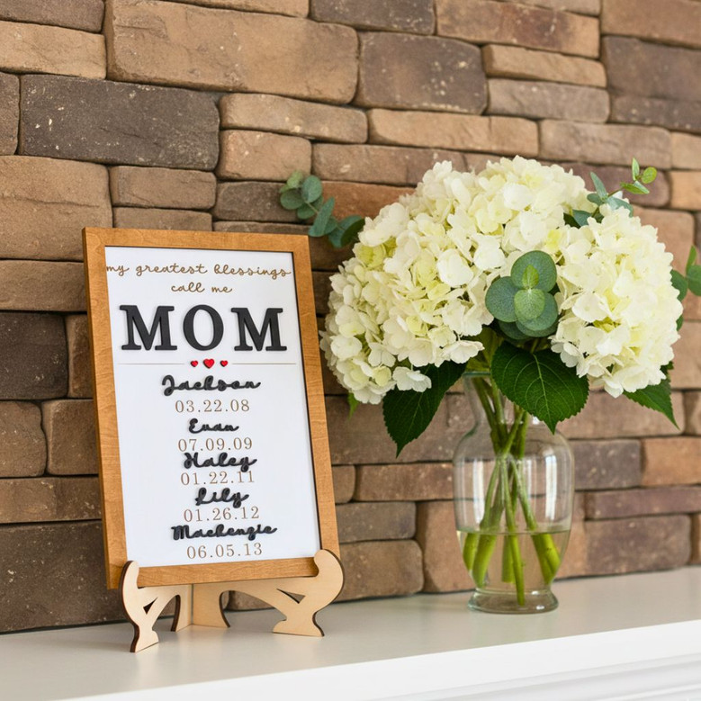 My Greatest Blessings Call Me Personalized Wood Sign Gift For Dad/Mom