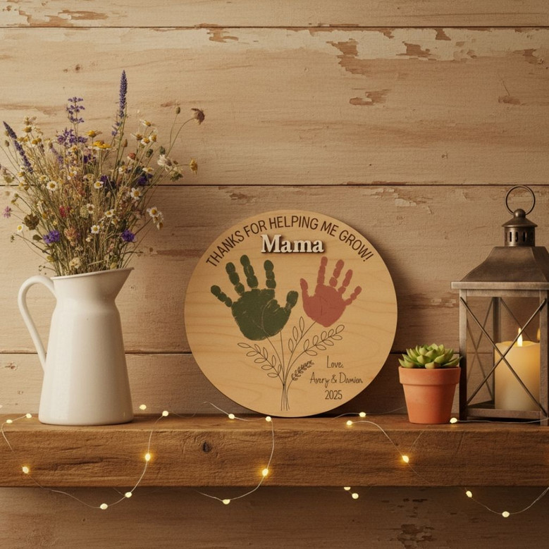 Thoughtful Mother's Day Mom Handprint Wood Sign From Kids