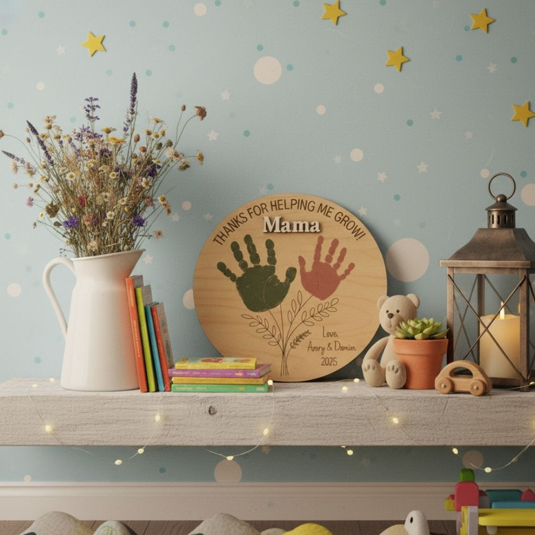 Thoughtful Mother's Day Mom Handprint Wood Sign From Kids