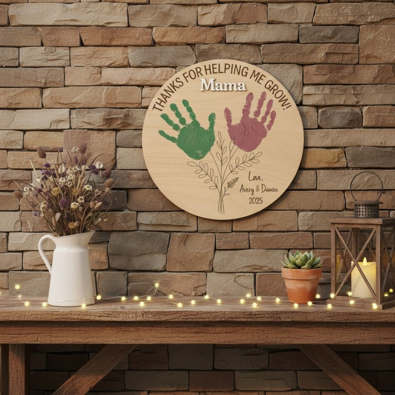 Thoughtful Mother's Day Mom Handprint Wood Sign From Kids