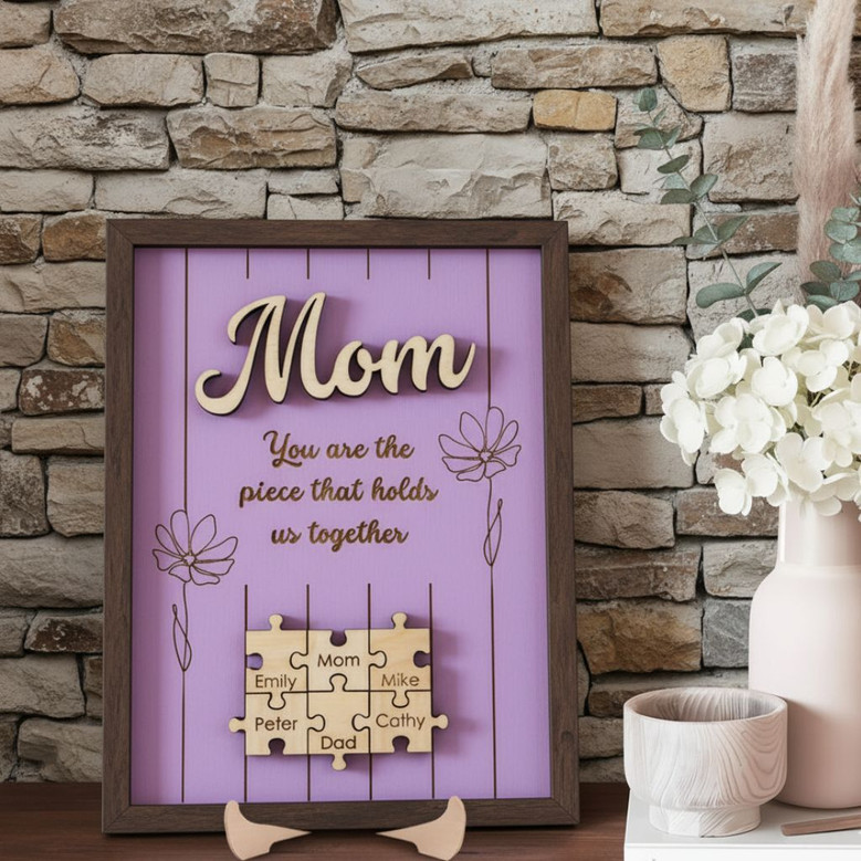 Unique Personalized Mom Puzzle Wood Sign For Mother's Day Gift From Kids