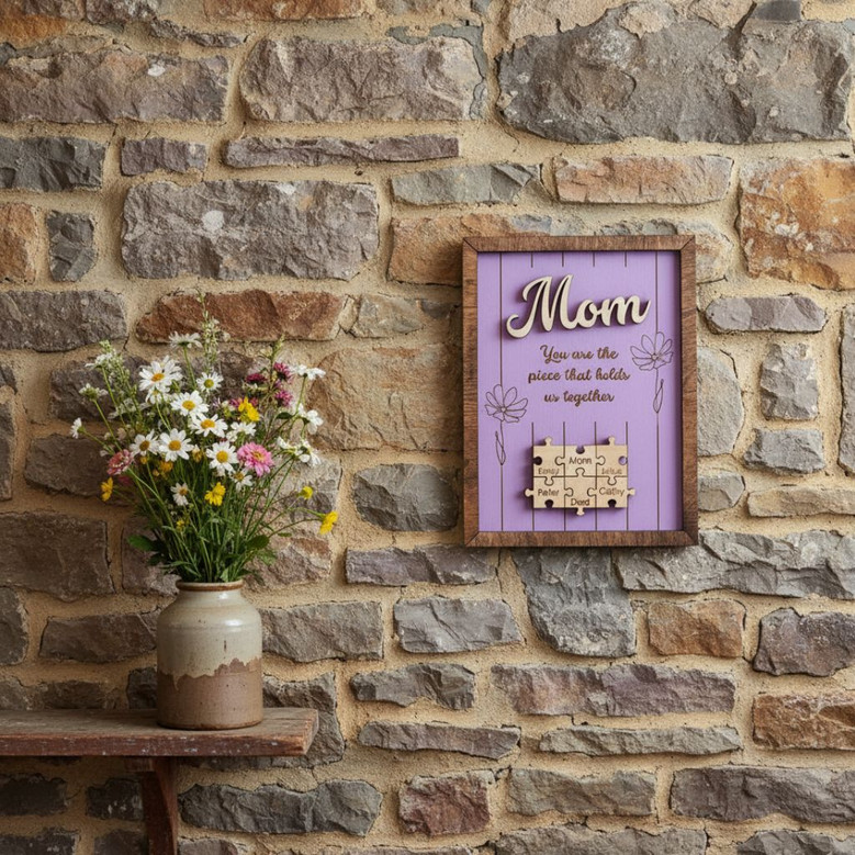 Unique Personalized Mom Puzzle Wood Sign For Mother's Day Gift From Kids