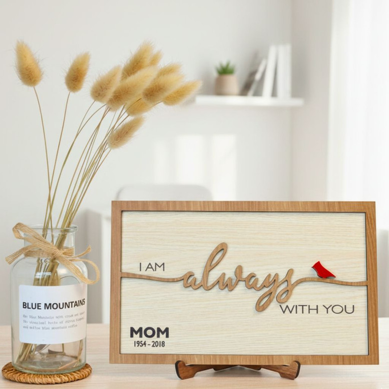 In Loving Memory Wood Sign For Loss Of Mom Cardinal Design Gift Decor