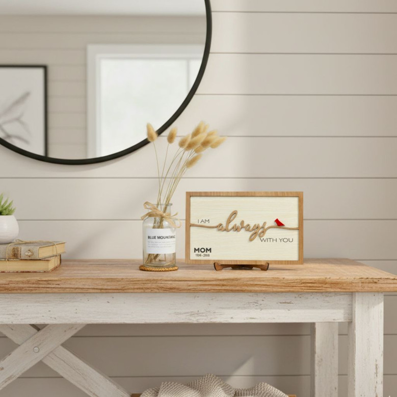 In Loving Memory Wood Sign For Loss Of Mom Cardinal Design Gift Decor