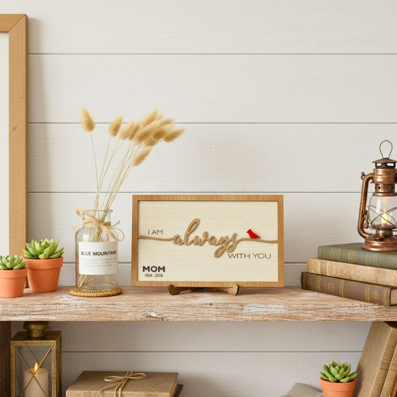 In Loving Memory Wood Sign For Loss Of Mom Cardinal Design Gift Decor