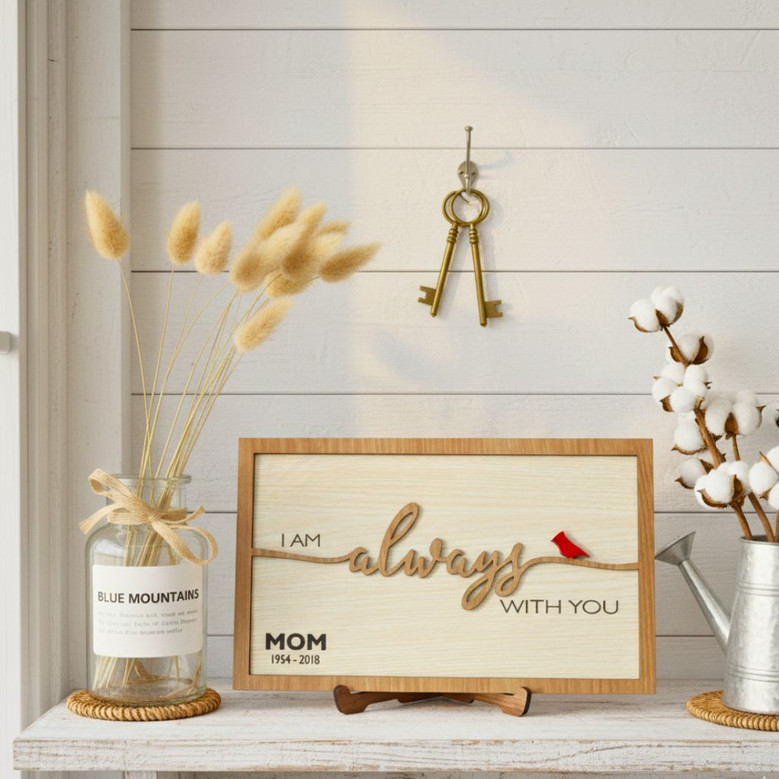 In Loving Memory Wood Sign For Loss Of Mom Cardinal Design Gift Decor