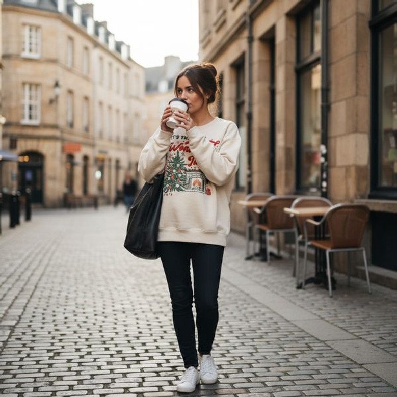 Christmas Cozy Embroidered Sweatshirt Wonderful Time Of Year Christmas Tree Cozy Reader Holiday Sweater Festive Xmas Tee Festive Pullover Gift Women