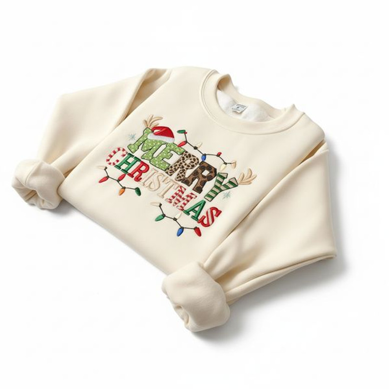 Embroidered Merry Christmas Embroidered Sweatshirt
