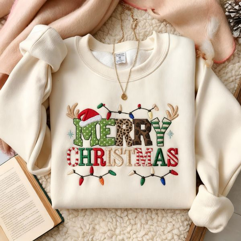 Embroidered Merry Christmas Embroidered Sweatshirt