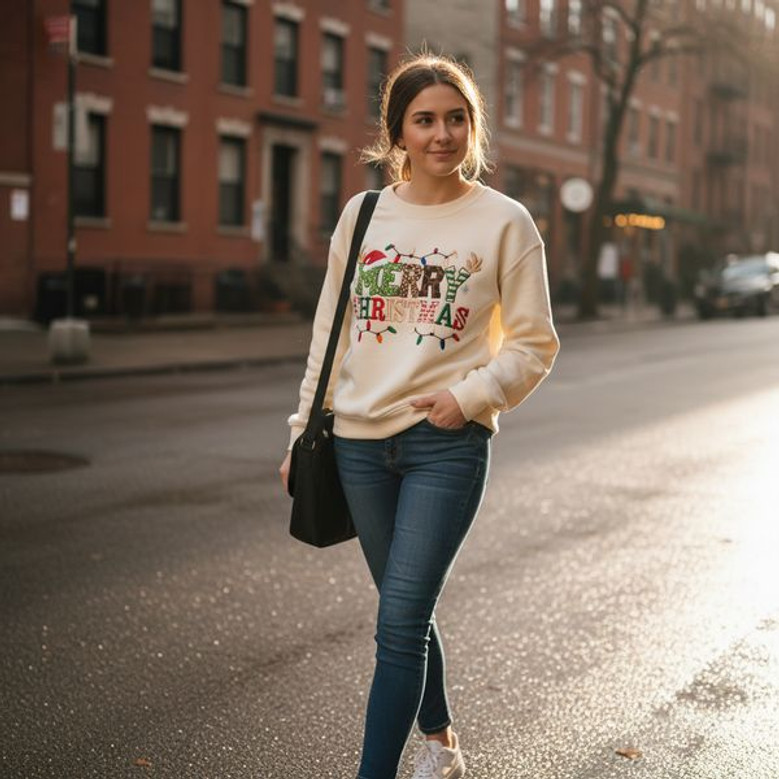 Embroidered Merry Christmas Embroidered Sweatshirt