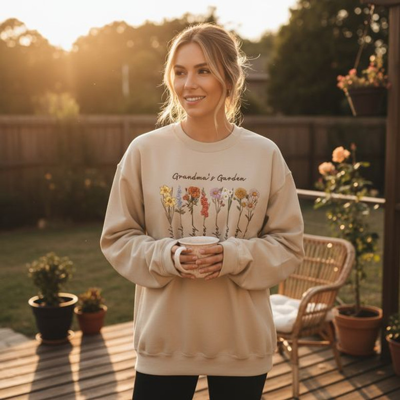 Grandma's Garden Embroidered Sweatshirt