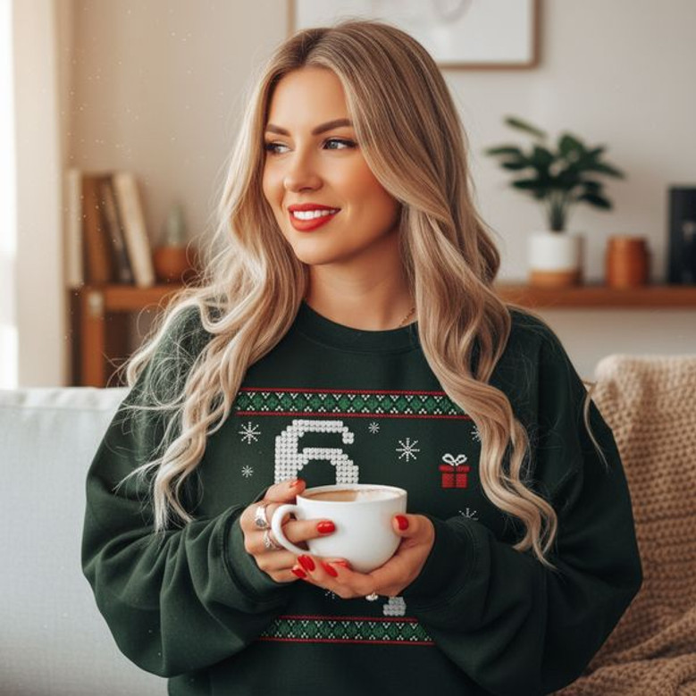 6 7 Ugly Christmas Embroidered Sweatshirt 6 7 Ugly Christmas Embroidered Sweatshirt