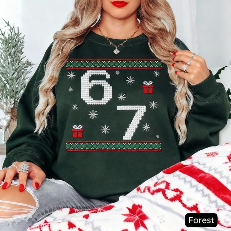 6 7 Ugly Christmas Embroidered Sweatshirt 6 7 Ugly Christmas Embroidered Sweatshirt