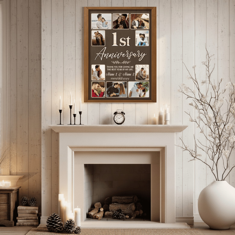 Custom 1st Anniversary Photo Collage Canvas - Year Together Gift