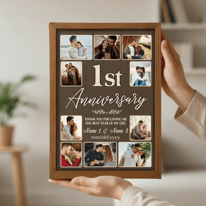 Custom 1st Anniversary Photo Collage Canvas - Year Together Gift