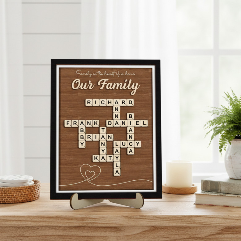 Custom Last Name Wood Sign - Scrabble Family Crossword Gift