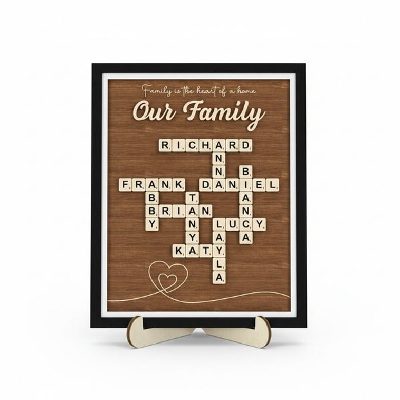 Custom Last Name Wood Sign - Scrabble Family Crossword Gift