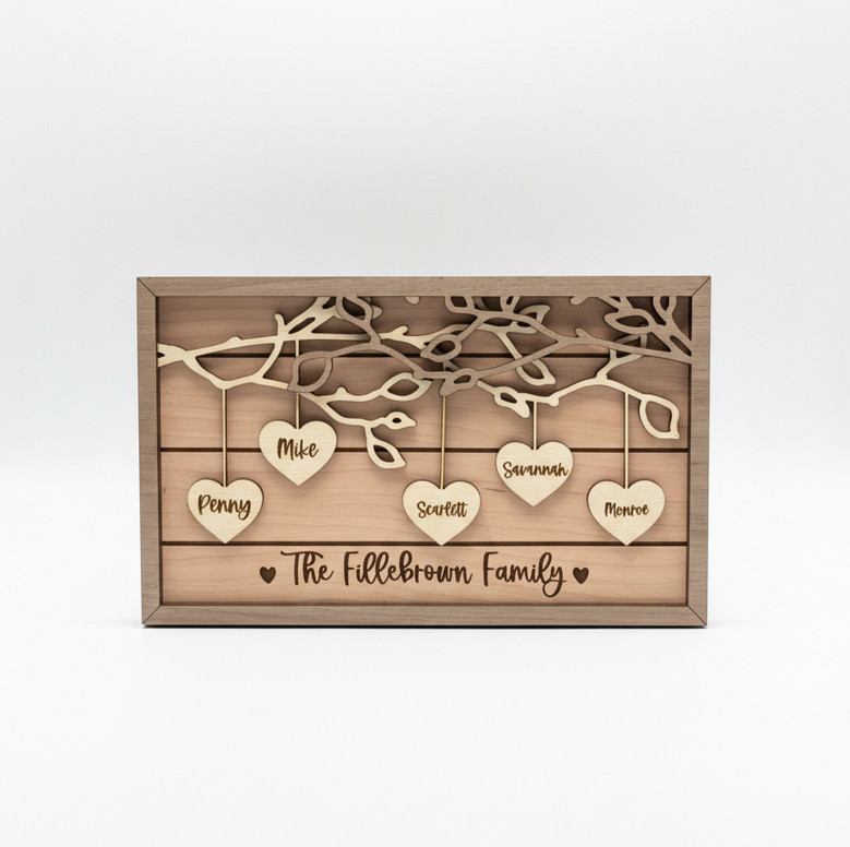 Custom Wood Sign Plaque - Engraved Family Tree Keepsake Art