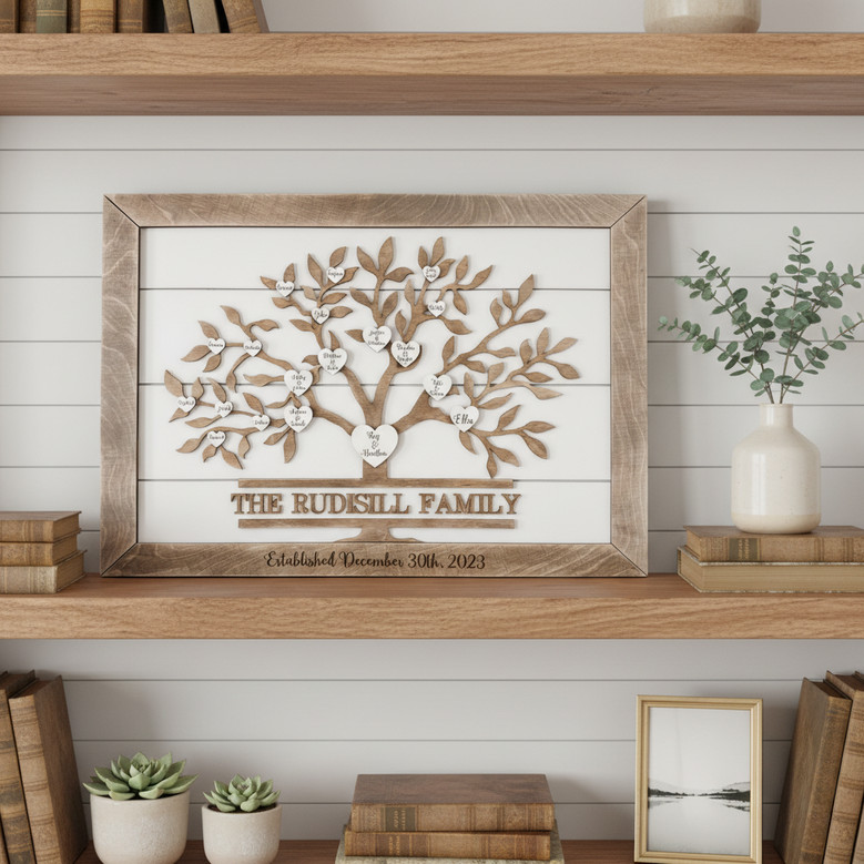 Our Family Story Engraved - Custom Tree Name Wood Sign