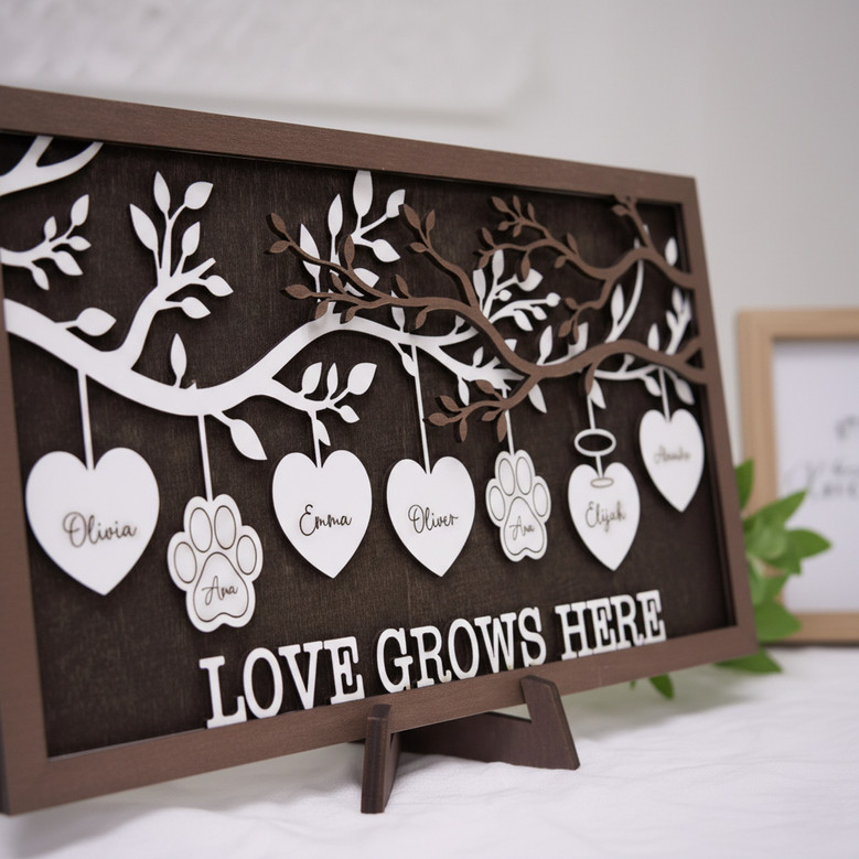 Ancestry's Embrace - Engraved Wood Sign, Gift for Mom & Grandma