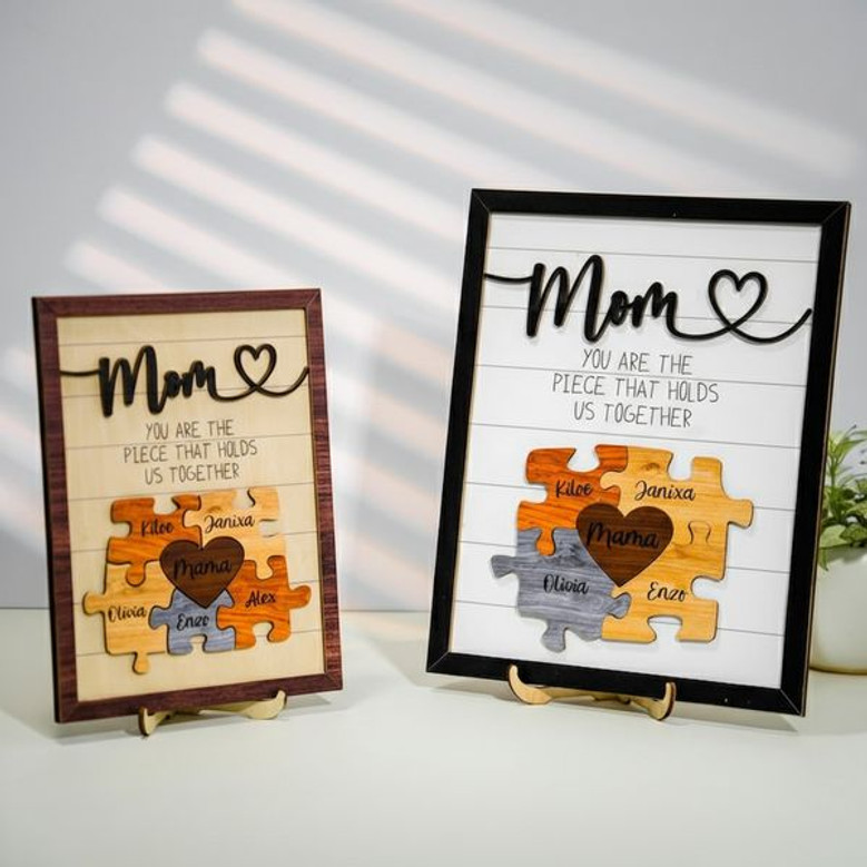 Display Your Family's Love - Custom Puzzle Wood Sign for Mom