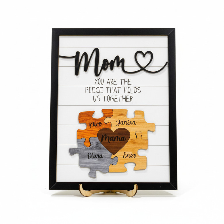 Display Your Family's Love - Custom Puzzle Wood Sign for Mom