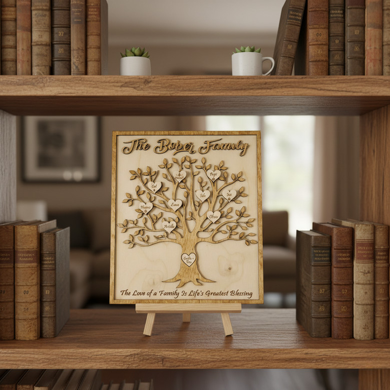 Engraved Family Tree Custom Name Wood Sign Keepsake