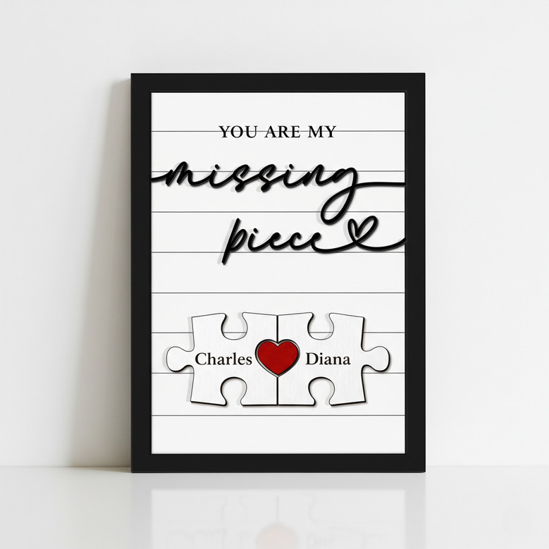 Keepsake Wood Sign for Couples - Personalized Photo Puzzle