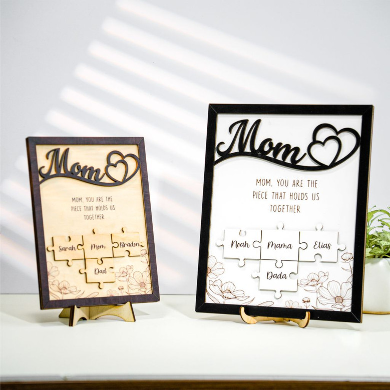 Mom's Custom Puzzle Wood Sign Keepsake for Mother's Day