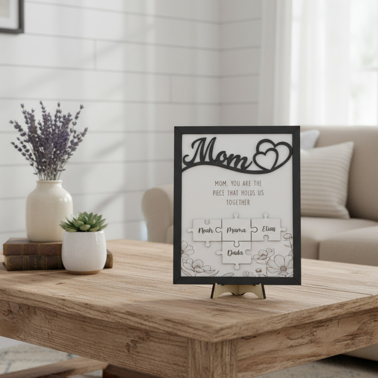 Mom's Custom Puzzle Wood Sign Keepsake for Mother's Day