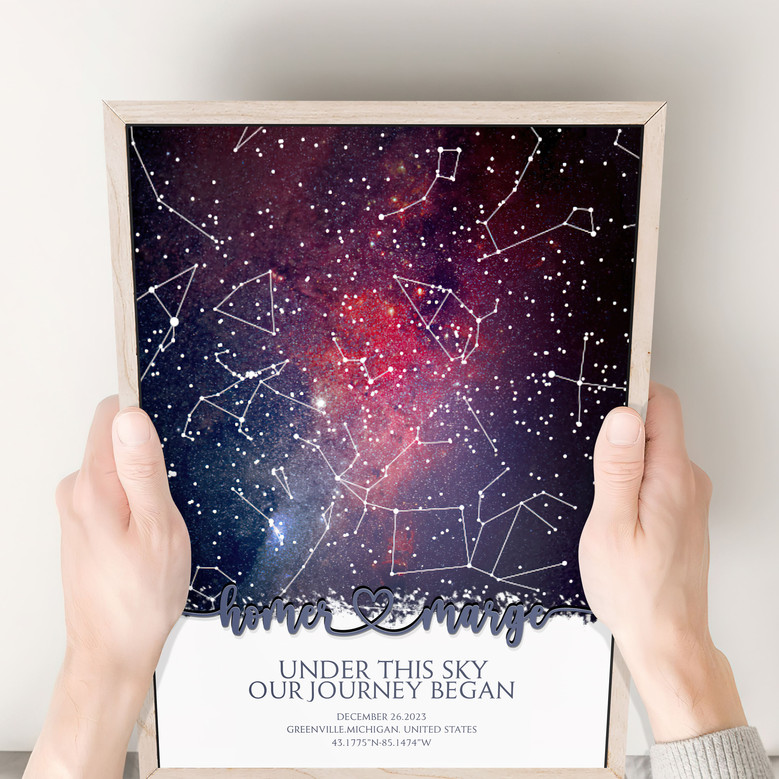 Our Stars Align - Custom Couple Star Map Wood Sign Keepsake