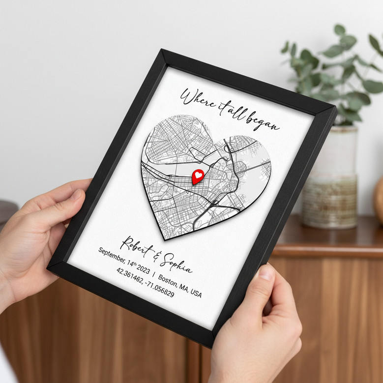 Where Our Story Began - Personalized Map Wood Sign