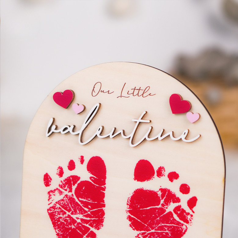 Cherish Baby's First Valentine's Day Wood Sign Handprint Art