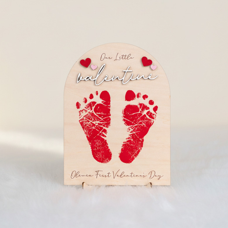 Cherish Baby's First Valentine's Day Wood Sign Handprint Art