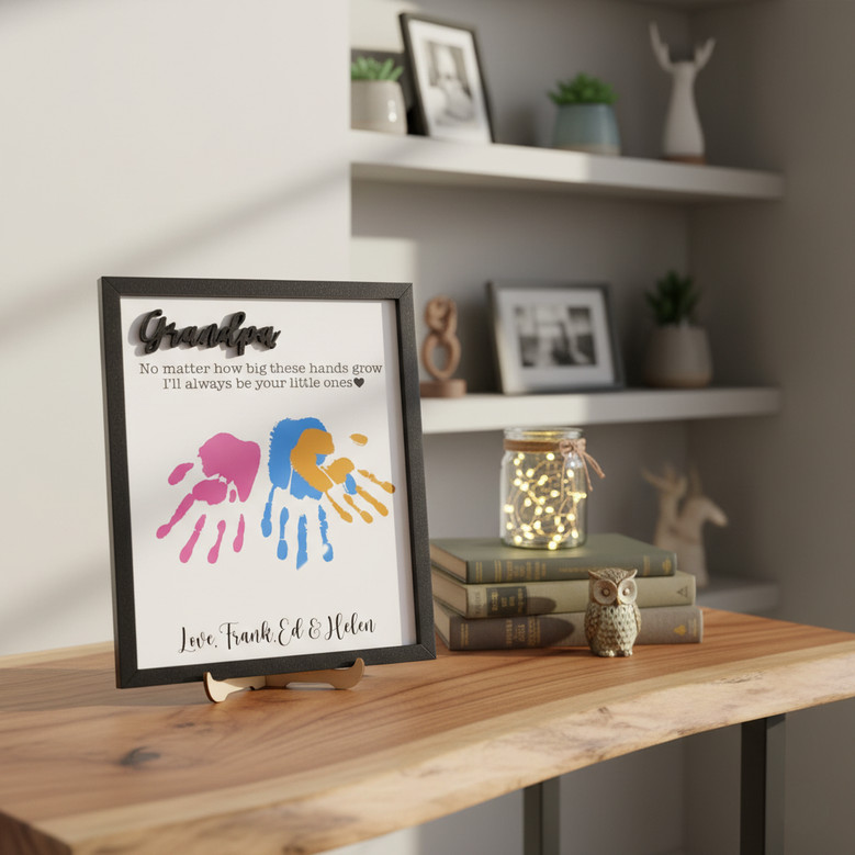 Daughter's Love - Personalized Handprint Dad Wood Sign Keepsake