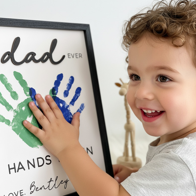 Forever Loved - Personalized Dad Handprint Wood Sign Gift