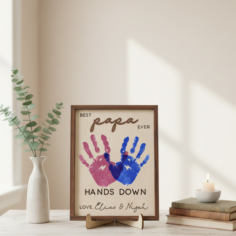 Forever Loved - Personalized Dad Handprint Wood Sign Gift